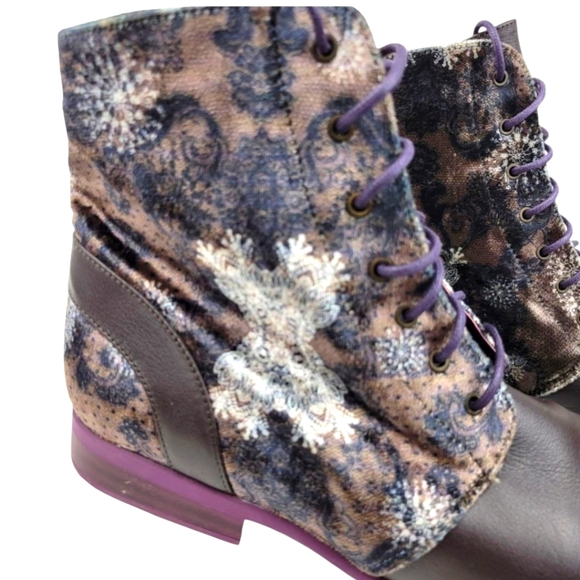 Desigual Artsy Ciruela Punk Pop Art Lace-Up Ankle Booties - Picture 4 of 9